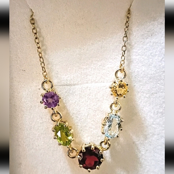 New Sterling Gold Overlay Multi Color Gemstones Adjustable 18+